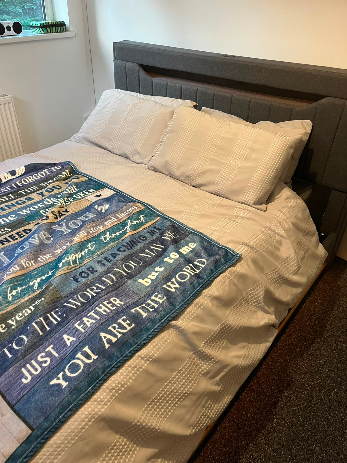 Assembled upholstered bed frame made up and finished — Newport furniture assembly
