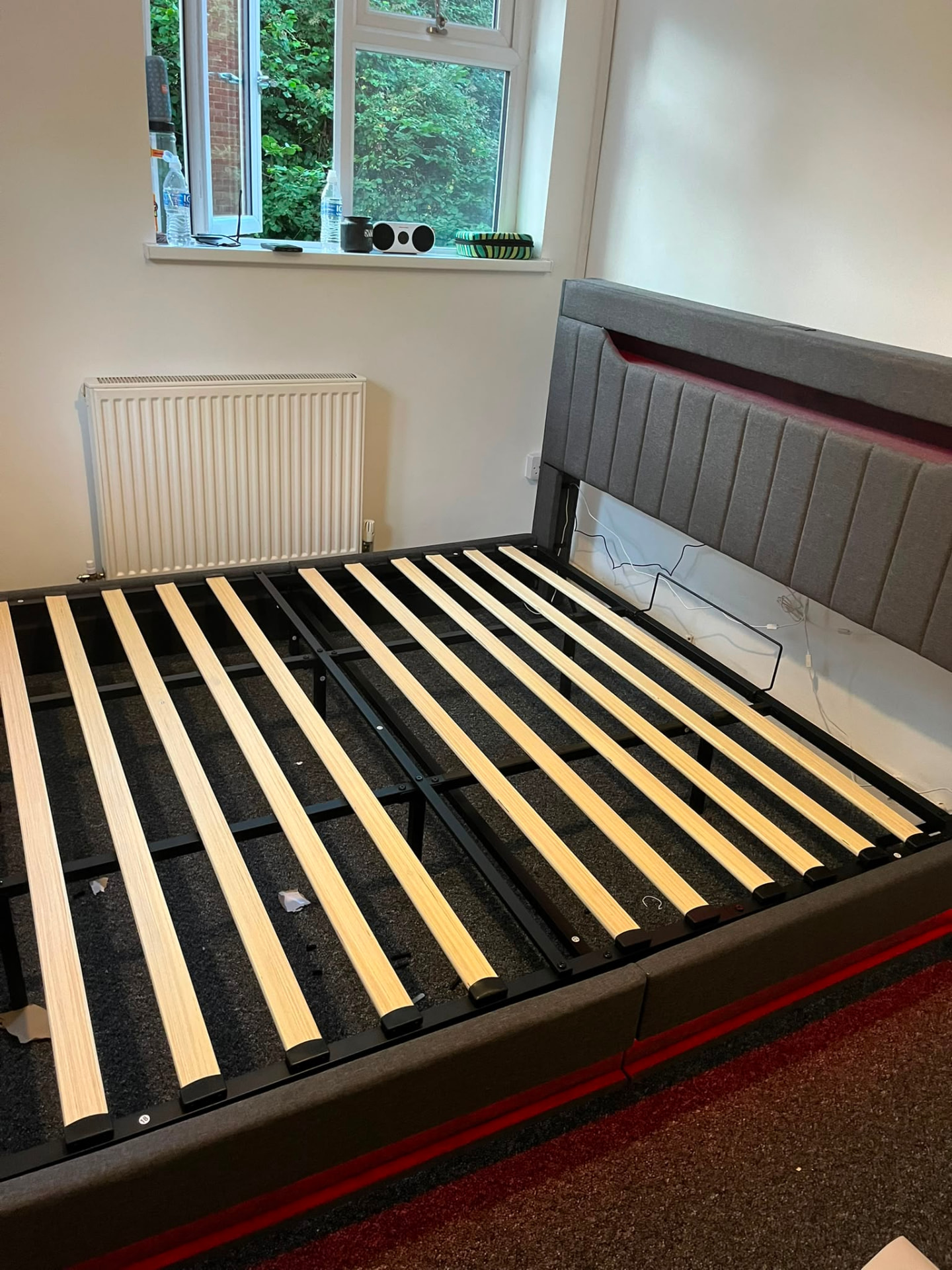 Finished LED bed frame fully assembled with slats fitted — Newport