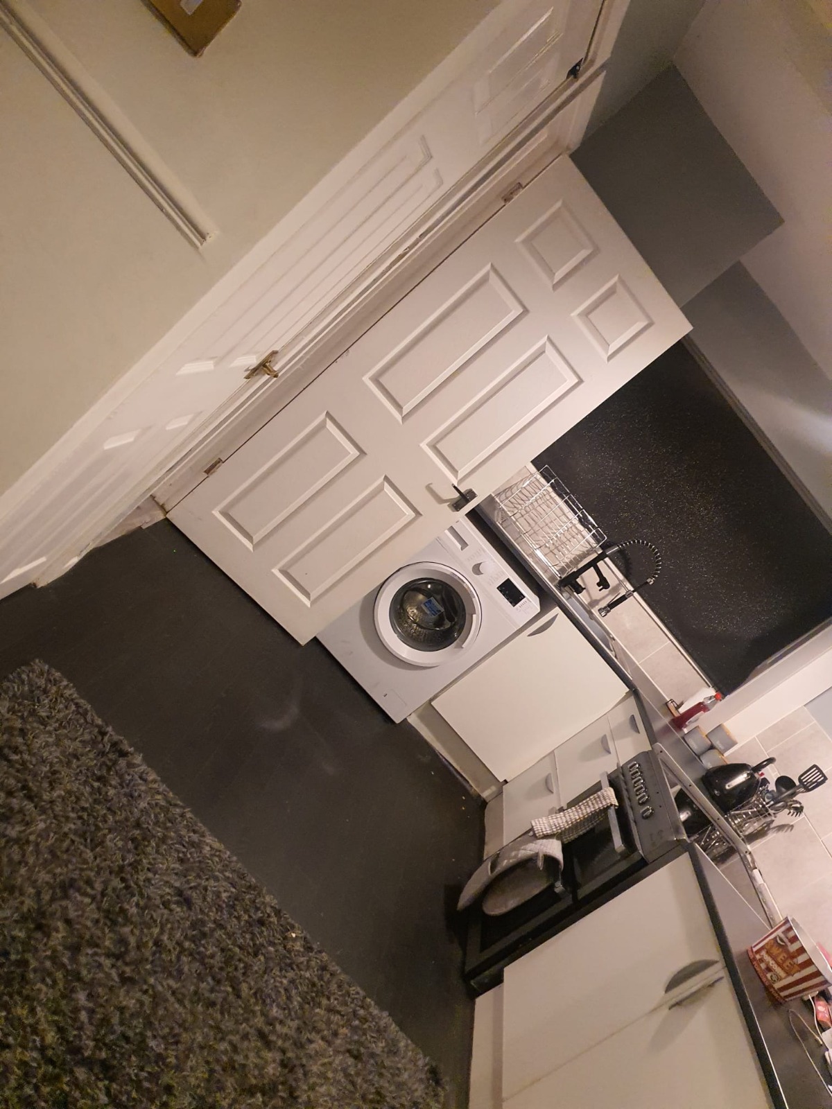 Stair gate fitted with custom painted handrail — Cwmbran handyman job