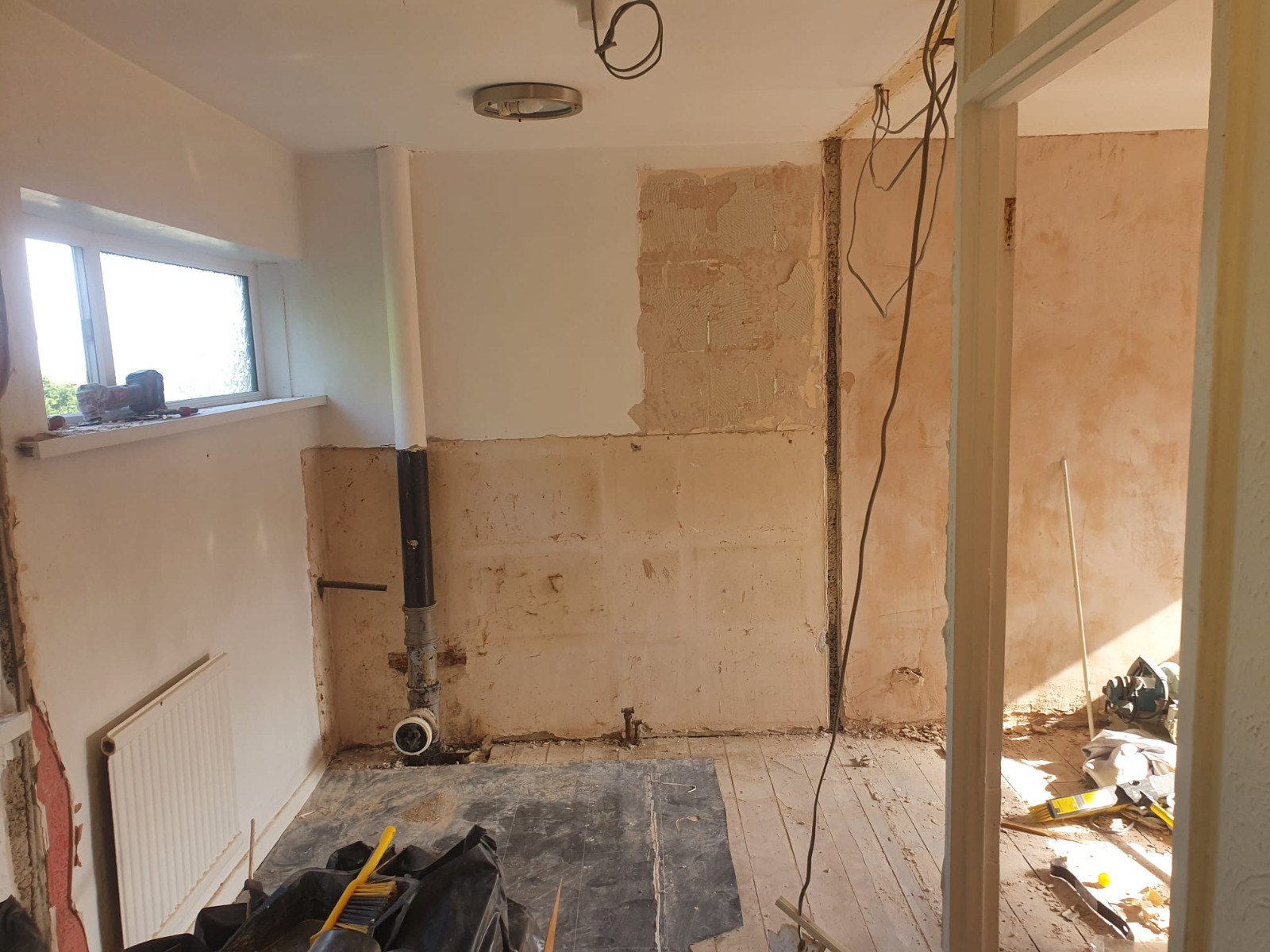 Kitchen stripped back to studs ready for rebuild — South Wales